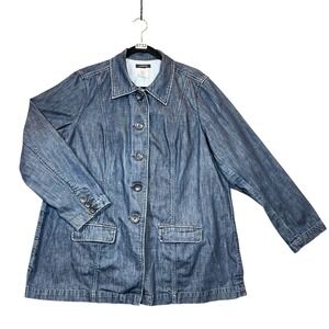 Lands' End‎ Denim Chore Jacket Women's L/XL* (no tag) Classic Cotton Preppy